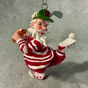 Vintage Santa Playing Golf Dressed so Festive Xmas Holiday Ornament